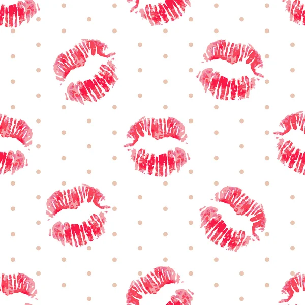 Vector seamless pattern with red lips prints — Stock Vector