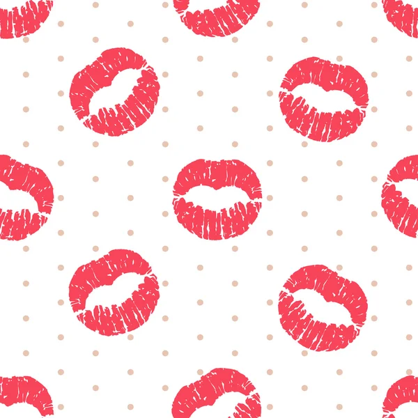 红红的嘴唇与矢量无缝模式打印 — 图库矢量图片