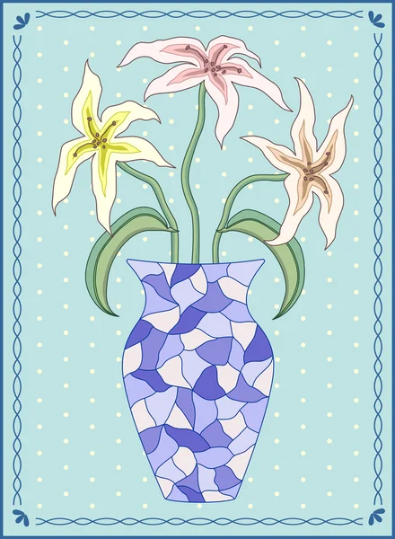 Vektör illüstrasyon üç lilyum vazosu