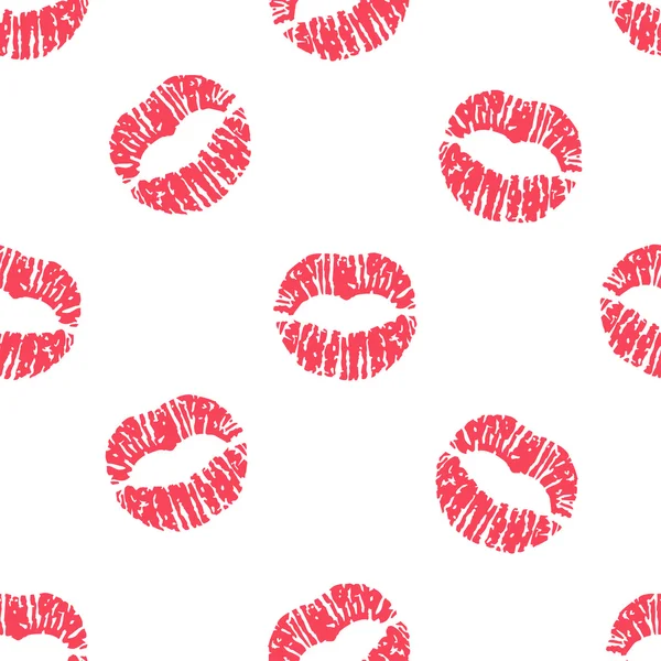 赤い唇とシームレスなパターンをベクトル印刷します。 — ストックベクタ