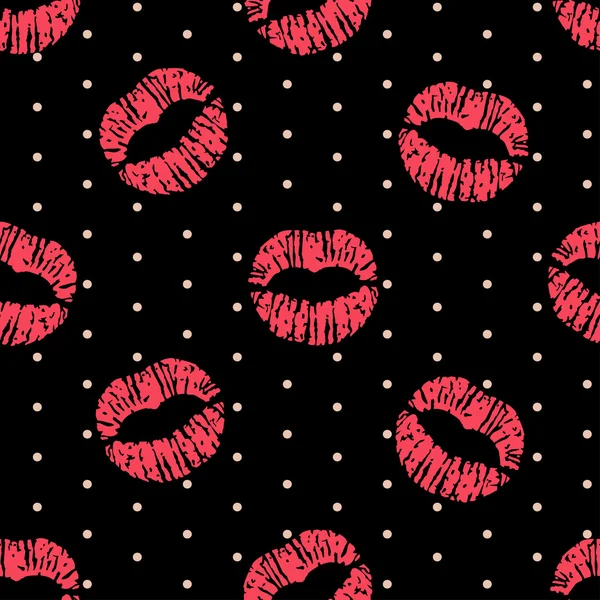 Kırmızı dudaklar ile vektör seamless modeli yazdırır