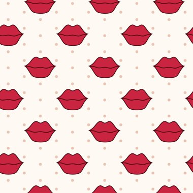 Kırmızı dudaklar ile vektör seamless modeli