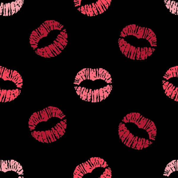 Patrón sin costura vectorial con impresiones de labios rojos — Vector de stock