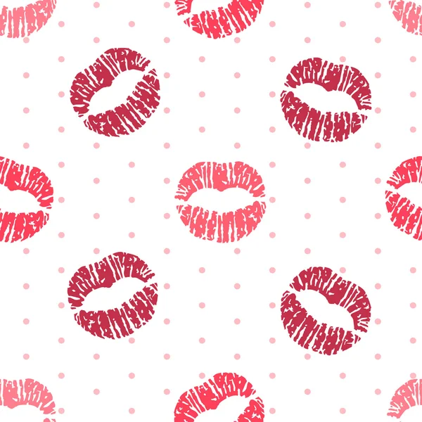 De naadloze patroon vector met rode lippen wordt afgedrukt — Stockvector