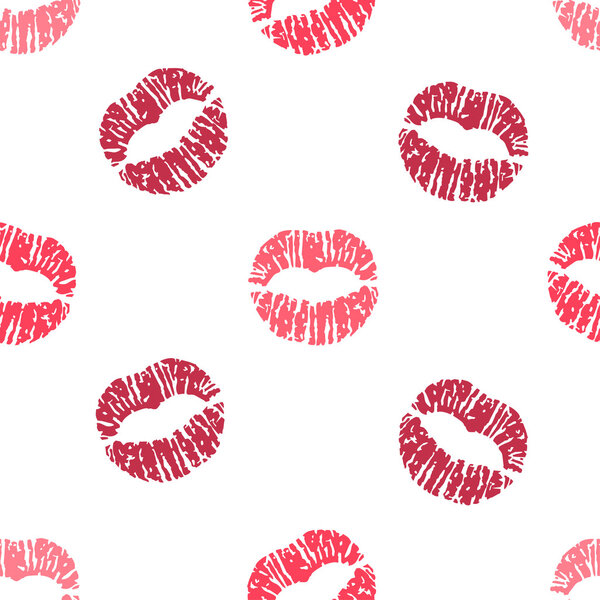 Vector seamless pattern with red lips prints