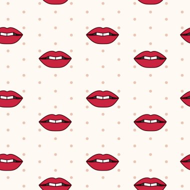 Kırmızı dudaklar ile vektör seamless modeli
