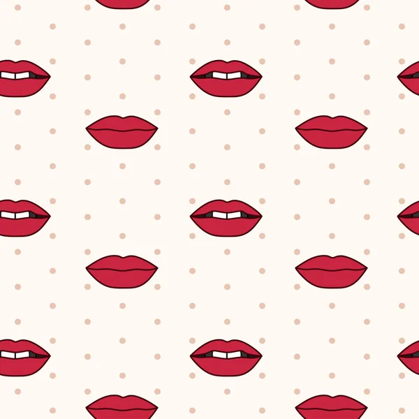 Vector seamless pattern with red lips — Stock Vector