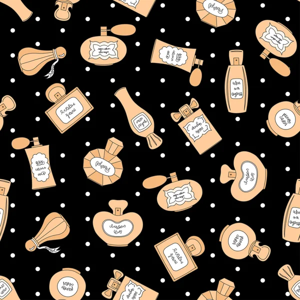 Vektör seamless modeli ile parfüm şişeleri farklı şekiller
