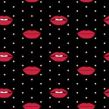 Kırmızı dudaklar ile vektör seamless modeli