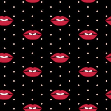 Kırmızı dudaklar ile vektör seamless modeli
