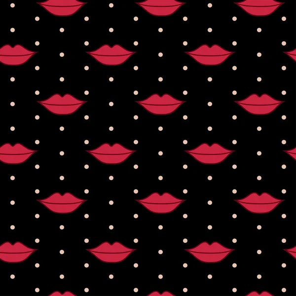 Vector seamless pattern with red lips — Stock Vector