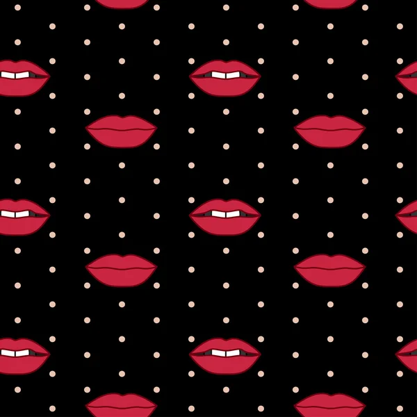 Patrón sin costura vectorial con labios rojos — Archivo Imágenes Vectoriales