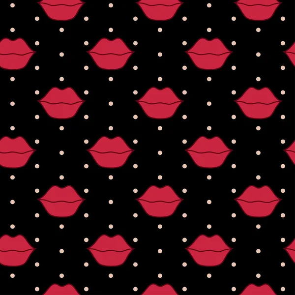 矢量无缝模式与红红的嘴唇 — 图库矢量图片