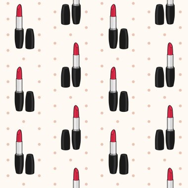 Vektör seamless modeli ile kırmızı rujları