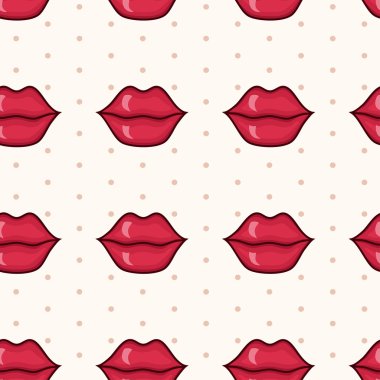 Kırmızı dudaklar ile vektör seamless modeli