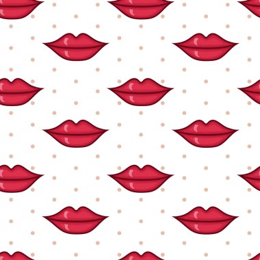 Kırmızı dudaklar ile vektör seamless modeli