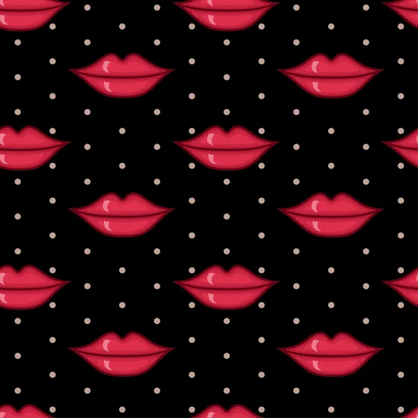 矢量无缝模式与红红的嘴唇 — 图库矢量图片