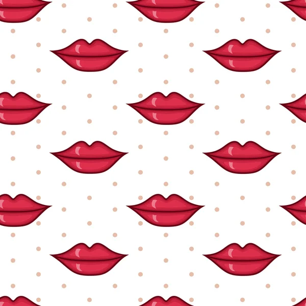 Patrón sin costura vectorial con labios rojos — Vector de stock