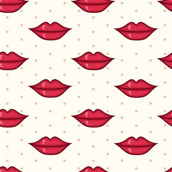 Patrón sin costura vectorial con labios rojos — Vector de stock