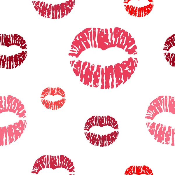 Patrón sin costura vectorial con impresiones de labios rojos sobre fondo blanco — Vector de stock