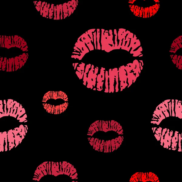 红红的嘴唇与矢量无缝模式打印 — 图库矢量图片
