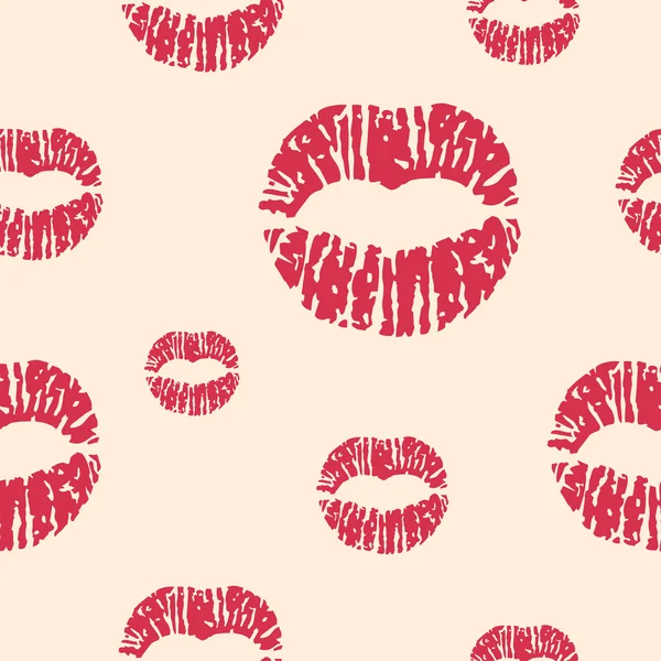 Patrón sin costura vectorial con impresiones de labios rojos — Archivo Imágenes Vectoriales