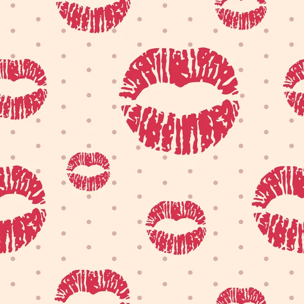 赤い唇とシームレスなパターンをベクトル印刷します。 — ストックベクタ