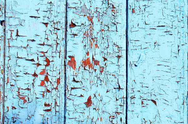 Грязьові дерев'яні дошки текстури стін з синьою пілінговою фарбою — стокове фото
