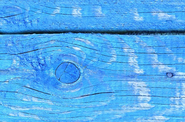 Výstřední dřevo prkna na zeď textury s modrým loupání barvy — Stock fotografie