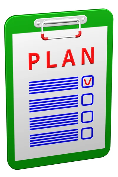 Clipboard with word plan — Stock Photo, Image