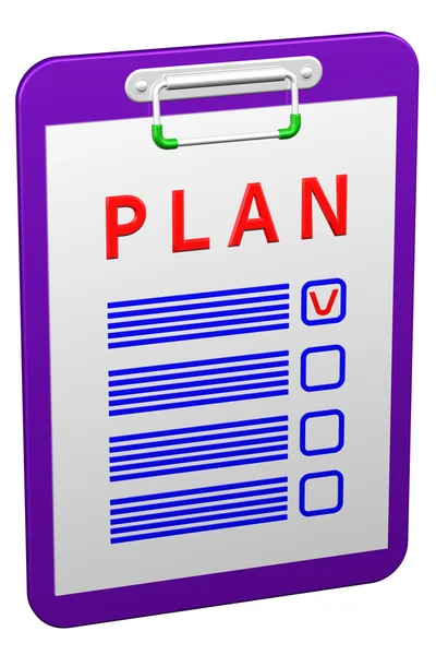 Clipboard with word plan — Stock Photo, Image