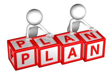 bloklar kelime planı ile 3D insanlarla