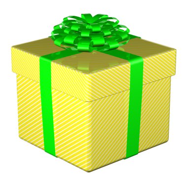 Hediye kutusu bağlı şerit bir yay ile