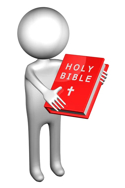 3D-man met Heilige Bijbel — Stockfoto