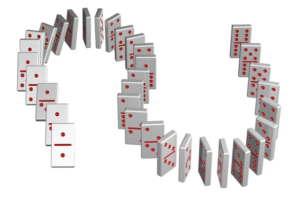 Concetto: effetto domino, isolato su sfondo bianco . — Foto Stock
