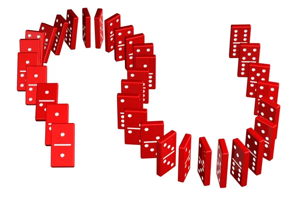 Concetto: effetto domino, isolato su sfondo bianco . — Foto Stock