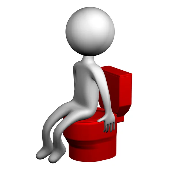 3D muž na záchodové prkýnko — Stock fotografie