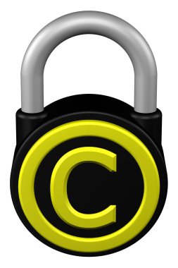 Konsept: asma kilit işareti telif hakkı ile. 3D render.