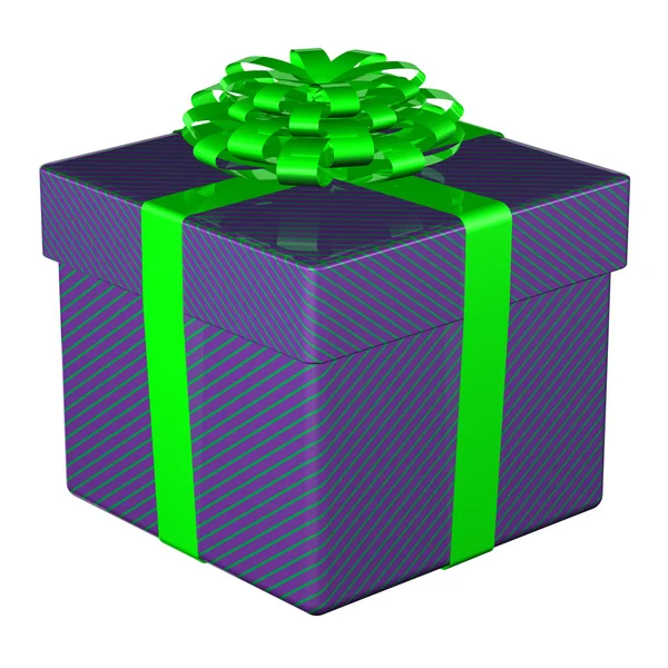 Caixa de presente amarrado fita com um arco. Renderização 3D . — Fotografia de Stock