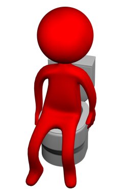 Klozet kapağı 3D adam. 3D render.