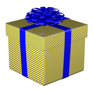 Hediye kutusu bir yay ile birbant bağlamıştım. 3D render.