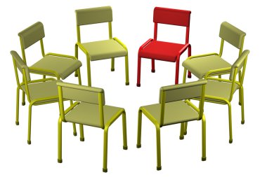 Kavram - toplantı. 3D render.