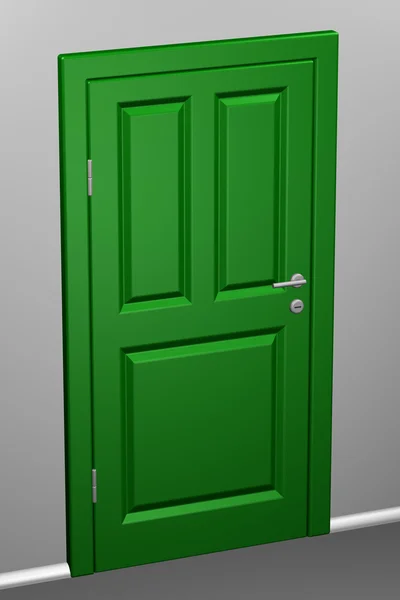 Puerta cerrada en un pasillo. Renderizado 3D . — Foto de Stock