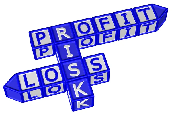 Blokken met woord winst, risico, verlies. 3D-rendering. — Stockfoto