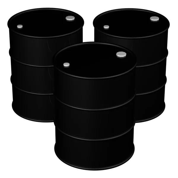 Black barrels. 3D rendering. — Stock Photo, Image