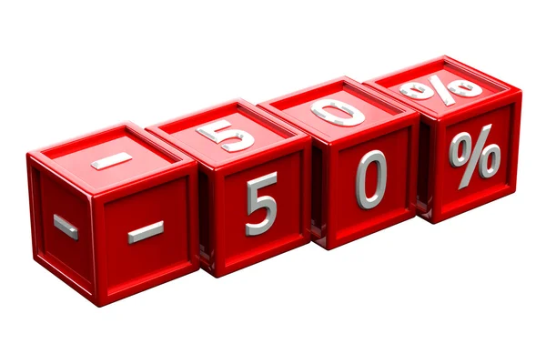 Blocks with sign -50%. 3D rendering. — Stock Photo, Image