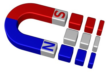 At nalı Daimi Mıknatıs. 3D render.