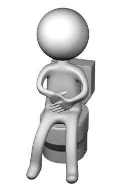 3d Man on the toilet seat. 3D rendering. clipart