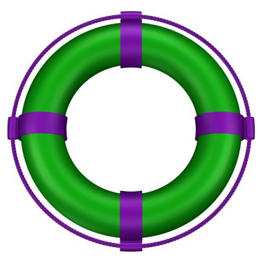 Lifebuoy çizgileri ve ip. 3D render.