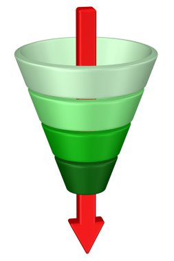 Konsept: satınalma huni. 3D render.